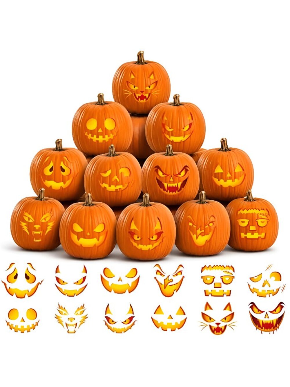 Pumpkin Decorations Kit, Halloween Pumpkin Stickers, Halloween Decorations with